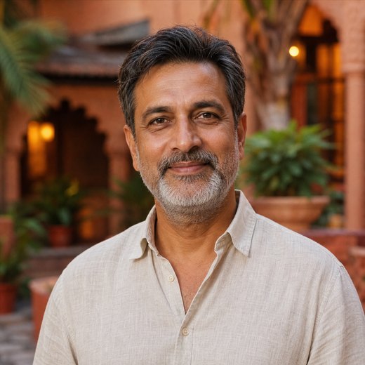 Generated portrait of an Indian hospitality project owner
